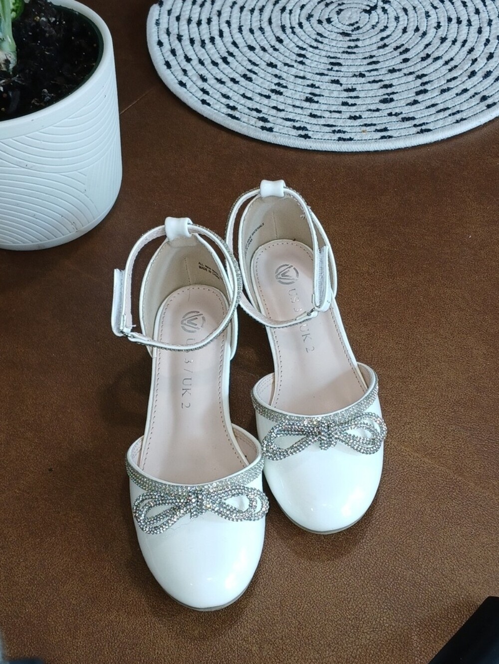 Target White Girls' Patent Dress Shoes with Rhinestone Bow